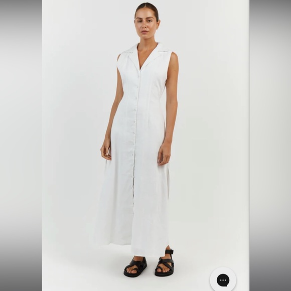 DISSH Dresses & Skirts - DREW WHITE LINEN SLEEVELESS DRESS size 6